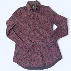 H&M Men's Maroon Paisley Casual Shirt